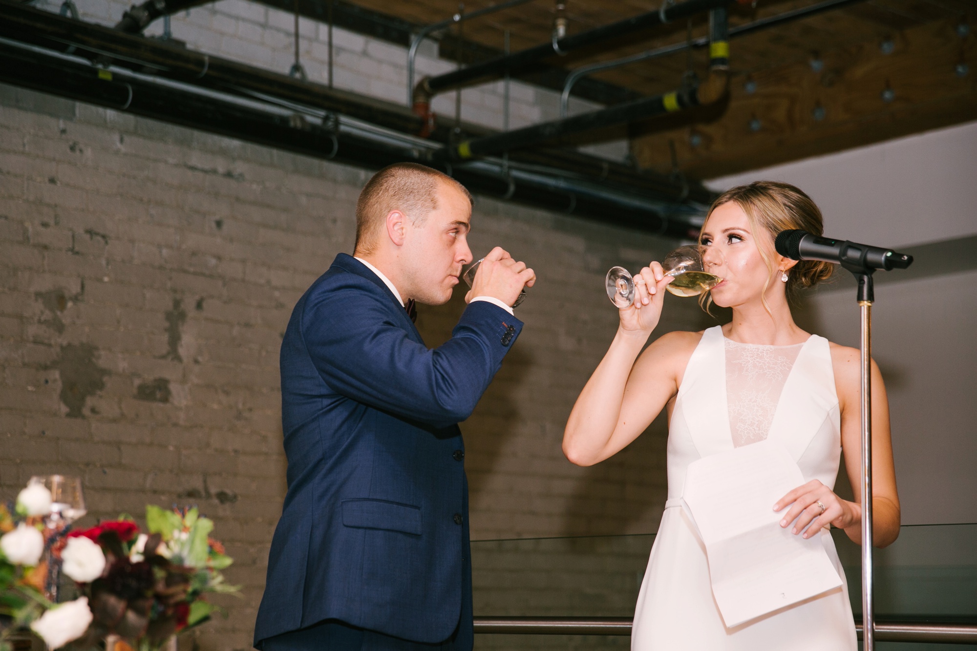 bride and groom speech drinking wine